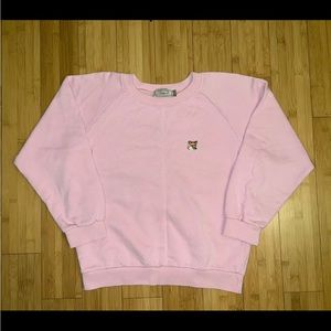 Maison Kitsune Fox Patch Sweatshirt Pullover Pink Size Small